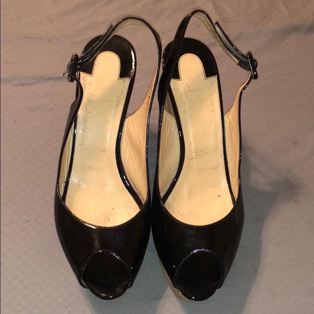 Christian Louboutin patent leather wedges